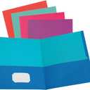 Oxford 2 Pocket Folders, Textured Paper, Assorted Colors (Blue, Purple, Teal, Orange, Pink), Contrasting Interior, Letter Size, 25 Per Box (53274EE)