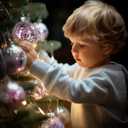 AMS 24ct Clear Christmas Ball Ornaments, 2.76''/70mm Shatterproof Hanging Xmas Balls Baubles Set for Christmas Tree with Stuffed Delicate Decorations for Wedding Christmas (Pink)