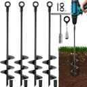 Ground Anchors Heavy Duty, Swing Set Anchor Kit 18 Inch 4 Pack Screw in Earth Anchors Trampoline Stakes High Wind Metal Auger Anchor for Shed Tent Carports Securing Animals Camping Mobile Home