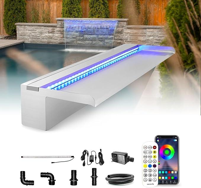 Stainless Steel Sheer Descents - Weirs - Open Top (1-Foot, No Light)