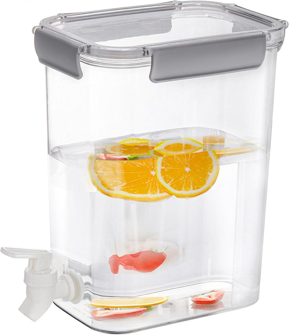 Elsjoy Plastic Drink Dispenser with Spigot, 1.2 Gallon Beverage Dispenser Cold Drink Container for Iced Tea, Lemonade, Fridge, Bar, Party, Lock Lid