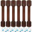 Baby Proofing Safety Cabinet Locks - Child Proof Latches for Drawer Cupboard Dresser Doors Closet Oven Refrigerator - Adjustable Childproof Straps by Oxlay - Brown - 6 Pack