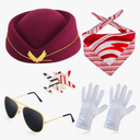 Beelittle Women's Stewardess Costume Accessories Flight Attendant Hat with Air Hostess Cosplay Costume Accessories