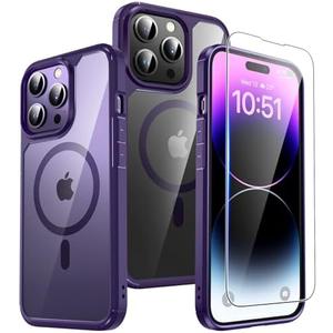 TAURI 3-in-1 Magnetic for iPhone 14 Pro Max Case, [Designed with Magsafe] with 2 Screen Protector, Shockproof Case for iPhone 14 Pro Max, Purple