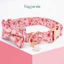Faygarsle Pink Dog Collar Christmas Design with Bow Metal Buckle Santa Claus Snowflake Candy Pattern for Small Medium Large Dogs Bowtie Fancy Collar Cute Stylish Girl Christmas Dog Collar L