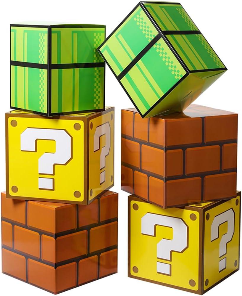 6PCS Big Party Boxes For Birthday Party Question Boxes Brick Boxes Pipe Boxes For Party Game Party Favor Props Boxes (11.8 x 11.8 Inch)