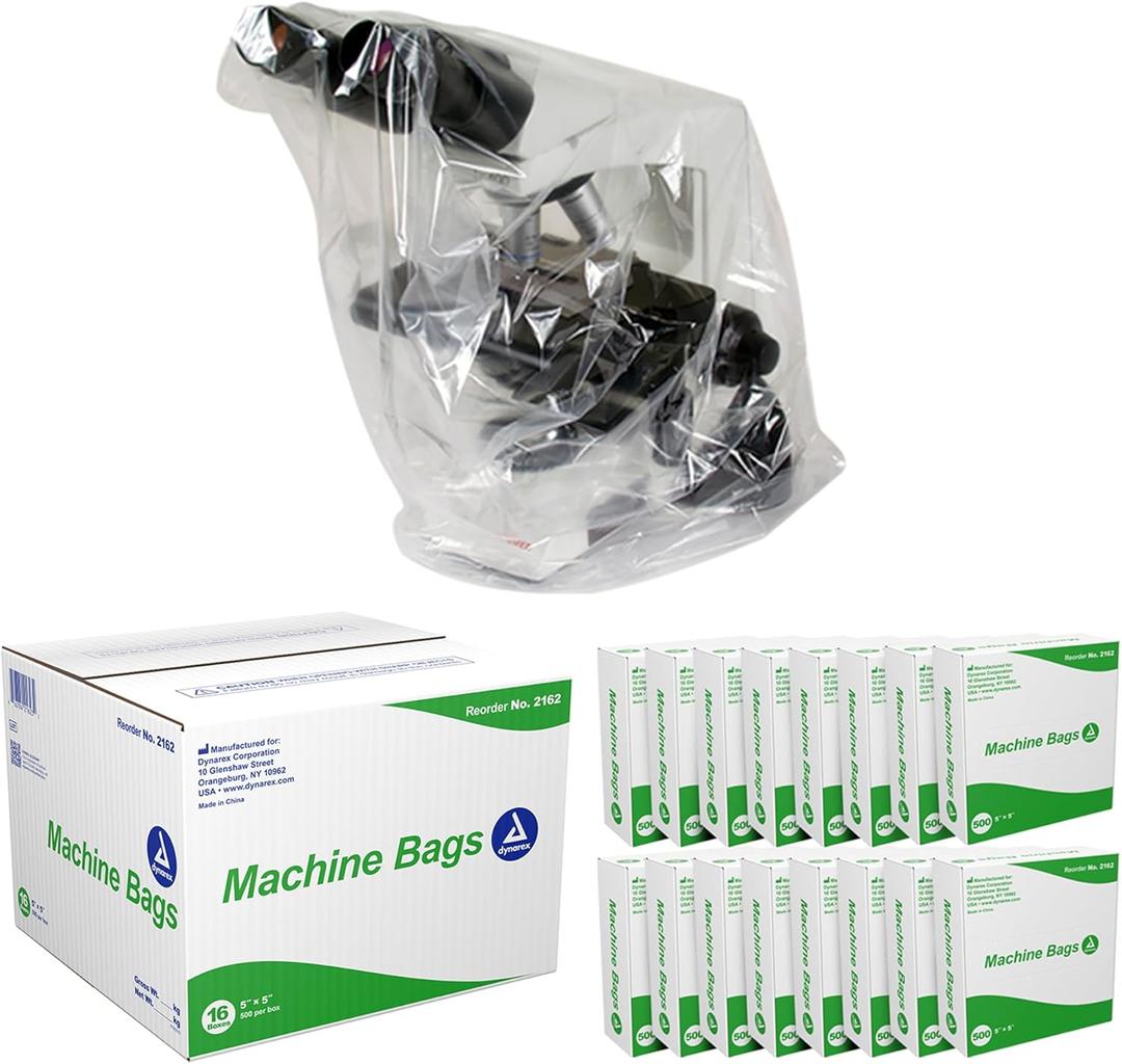 Dynarex Machine Bags - Clear Plastic Bags for Covering Tattoo Machines, Equipment Storage - Open Ended Sleeves - Bulk Box of 500, 16 Boxes Per Case, 8000 Total