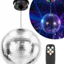 12 Inch Motorized Disco Ball with Remote and RGBW Lights