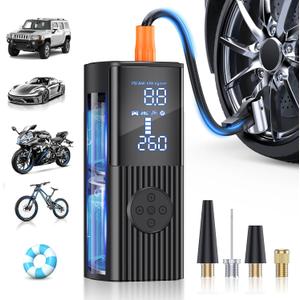 Tire Inflator Portable Air Compressor, 180PSI Portable Air Compressor with with LED Light, 25000mAh & 3X Faster Inflation Air Pump for Car, Bike, Motorcycle, Ball and more (Black)
