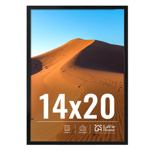 LaVie Home 14x20 Picture Frame for Wall Display, 14x20 Black Picture Frame with HD Plexiglas, 14 x 20 Poster Frame 1 Pack, Display Frame for Vertical or Horizontal, Classic Collection