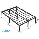 Metal Bed Frame,Queen Size Bed Frame with Storage Space,Heavy Duty Sturdy Mattress Foundation,Easy Assembly,No Box Spring Needed, Black,18 Inch,Queen