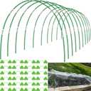 60pcs Garden Hoops for Raised Beds Wide, 8ft Greenhouse Hoops Grow Tunnel for Row Cover Netting, Adjustable Fiberglass Rust-Free Garden Bed Plant Hoops Support DIY Frame Stake for Outdoor, 40pcs Clips
