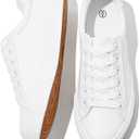 SERNIAL Womens White Tennis Shoes PU Leather Sneakers Casual Walking Shoes for Women (White), Size US 7.5