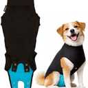 Suitical Recovery Suit for Dogs - Dog Surgery Recovery Suit with Clip-Up System - Breathable Fabric for Spay, Neuter, Incontinence - Back 24-28.3 in, Weight 48-60 lbs Medium +, Black