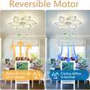 35" White Flower Ceiling Fan with Light Remote Control, 3 Light Color 6 Speeds Flush Mount Low Profile Ceiling Fan for Bedroom Kitchen