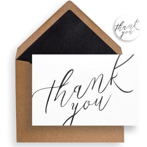 2 x Thank You Cards with Envelopes & Stickers  40 Blank 4x6 Note Cards Bulk Set for Small Business, Wedding, Baby Shower, Graduation, Funeral, Bridal Shower (Brown)
