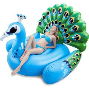 JOYIN Inflatable Peacock Pool Float - Giant Peacock Fun Beach Floaties, Pool Party Decorations Adult Size Inflatable Animal Summer Swim Pool Raft Lounge for Adults
