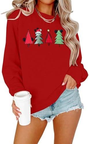 JINTING Christmas Sweatshirt for Women Christmas Tree Pullover Xmas Holiday Crewneck Sweatshirts Long Sleeve Top Large