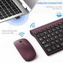 Wireless Keyboard and Mouse Ultra Slim Combo, TopMate 2.4G Silent Compact USB 2400DPI Mouse and Scissor Switch Keyboard Set with Cover, Batteries Included, for PC/Laptop/Windows/Mac - Wine Black