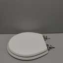 Mayfair Bennett Toilet Seat with Brushed Nickel Hinges, Slow Close Wood Seat, Secure Metal Hinges, Easy Install, Made in USA, Round, White