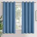 YoungsTex Blackout Curtains for Bedroom 63 Inch Length 2 Panels - Thermal Insulated Window Drapes with Grommet Room Darkening Ocean Color for Living Room, Denim Blue, 52 x 63 Inch