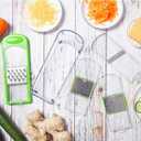 LHS Mandoline Slicer, 4 Sharp Stainless Steel Blades with Food Storage Container  Kitchen Tools for Cheese, Chocolate, Vegetables& Fruits - Dishwasher Safe (Green)