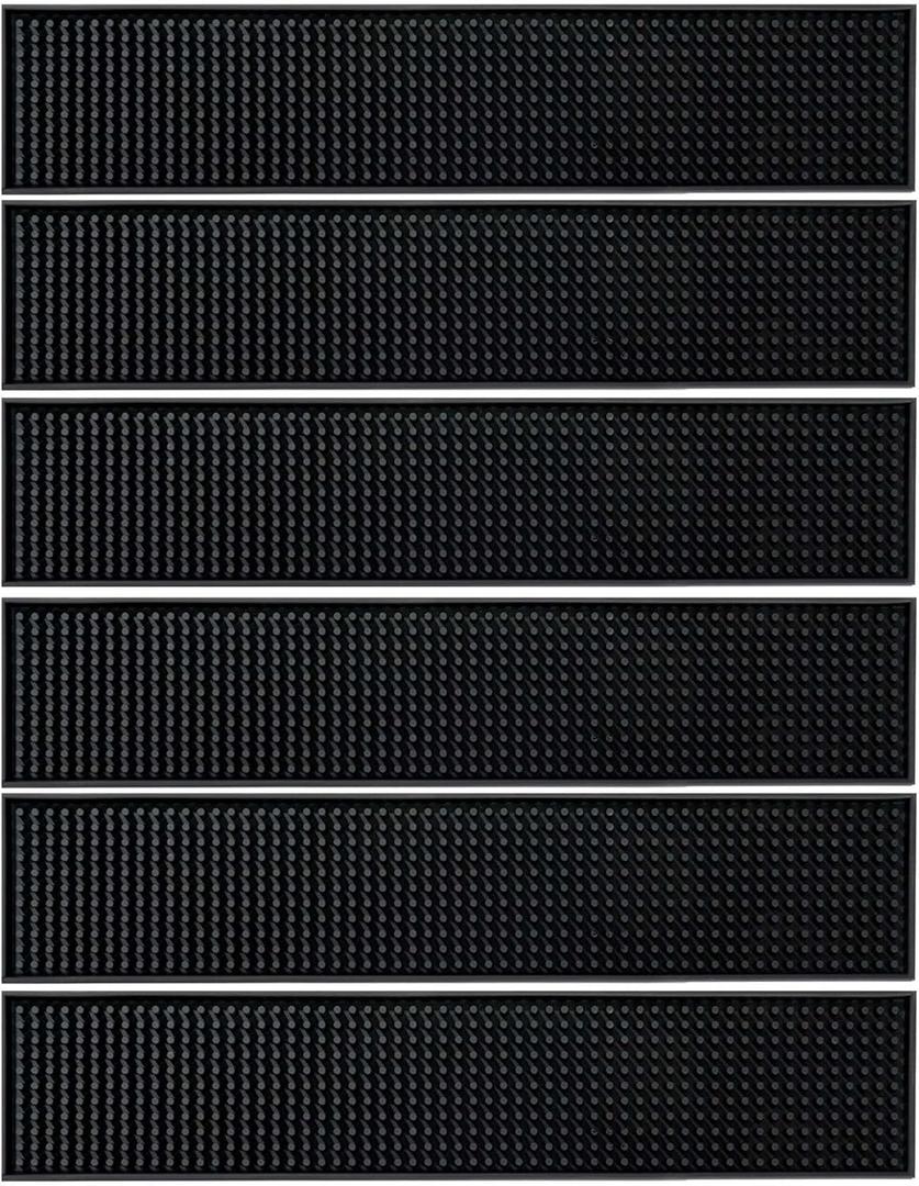 17.5x3.5 inches Long PVC Bar Rail Mat Non-Slip Serving Spill Mat (Pack of 6)