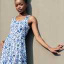 Funnycokid Dress Girls Size 7 8 Kids Summer Sleeveless Sundress Birthday Party Clothes Twirly Outfit 7-8 Years Floral Blue