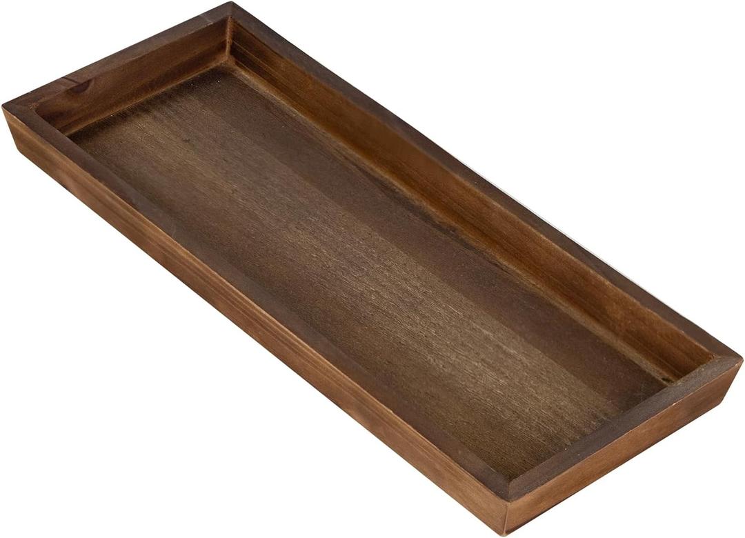 MAONAME Bathroom Vanity Tray, Rustic Long Narrow Tray, Rectangle Farmhouse Wood Trays, Countertop Organizer Trays for Candle, Perfume, 12.2" x 5" (Brown)