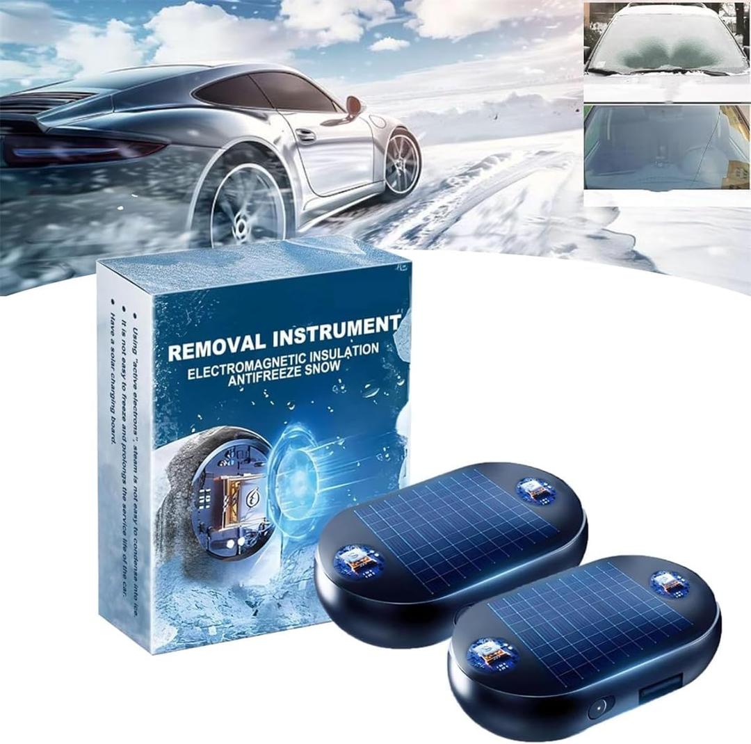 2026 New Portable Solar Car Interference Antifreeze Instrument - Electromagnetic Molecular Interference Freeze & Snow Remover for Car Ice and Snow Scraping. Pack of 2