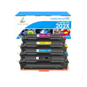 TRUE IMAGE Compatible Toner Cartridge Replacement for HP 202X CF500X CF500A 202A Color Laserjet Pro MFP M281fdw M281cdw M254dw M281fdn 281fdw M254 M281 Toner Printer (Black Cyan Yellow Magenta 4 Pack)