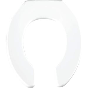 BEMIS 955SSCT Commercial Open Front Plastic Toilet Seat, Heavy Duty Industrial No Slam Seat without Lid, Secure Installation, Made in USA, Round, White