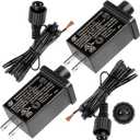 2Pack 12V 0.75A Replacement Yard Inflatable Adapters Class 2 Power Supply with 2 10ft Extension Cords Transformer US Plug for LED String Lights Christmas Halloween Decoration