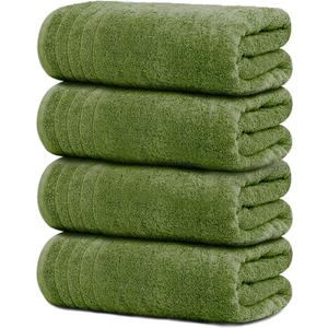 Tens Towels Pack of 4 Extra Large Bath Towels 30 x 60 Inches, 100% Cotton, Larger & Lighter Weight, Quicker to Dry, Super Soft and Absorbent, Perfect for Bathroom, Green