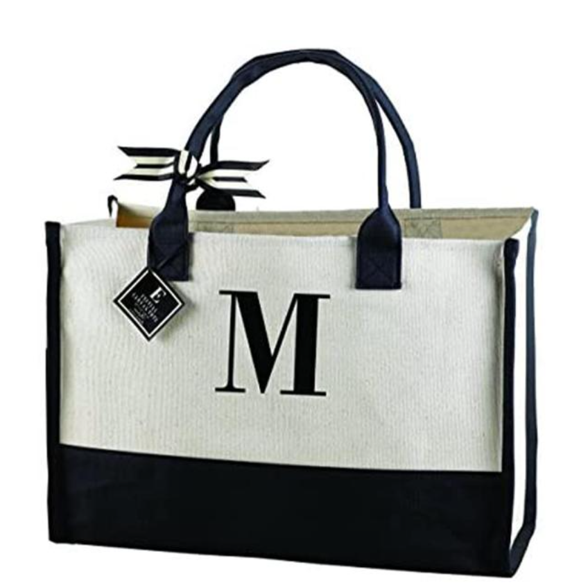 M 
Letters Initial Canvas Tote Bag