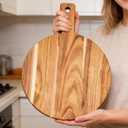 Large Acacia Wood Cutting Board with Handle 17''X13'', Charcuterie Board, Serving Board, Chopping Board for Meat, Cheese, Bread, Vegetables & Fruits (Round)
