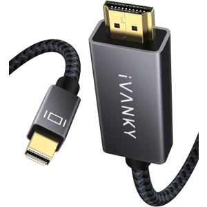 IVANKY 4K Mini DisplayPort to HDMI Cable, 4K@60Hz Thunderbolt 2 to HDMI, Alum Shell & Nylon Braided, High Speed Video & Audio Mini DP to HDMI for MacBook Air/Pro, Surface Pro, Monitor, Projector