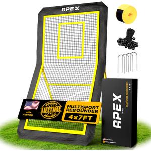 Professional Lacrosse Rebounder Volleyball Rebounder (4x7 Feet) - Adjustable 5 Angles, Soccer and Baseball Rebounder Practice Net with Precision Target Strip, Sturdy Frame
