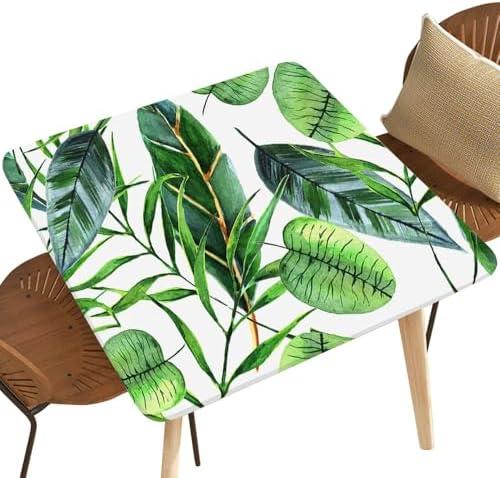 NYRTHUS Spandex Stretch Tablecloth Tropical Hawaii Leaves Palm Tree Pattern Fit for Square Table 24"x24",Folding Table Covers for Indoor Outdoor Events Style156