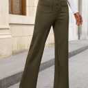 PRETTYGARDEN Women's Dressy Casual Dress Pants 2025 Fall Straight Leg High Elastic Waisted Stretch Trouser Slacks (Army Green, Small)