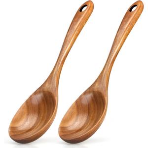 2 Pcs Large Wooden Spoons for Cooking Serving Mixing Kitchen Spoon Big Acacia Wood Utensils Set Teak Spatula Cooking Spoon Set Bamboo Baking Spoons Non Toxic Kitchen Tools Cooking Accessories