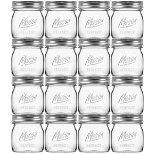 Esrentle 16 Pack 8 oz Mason Jars with Regular Airtight Lids - Glass Canning Jars 8 oz, Mini Mason Jars for Jam, Jelly, Honey, Overnight Oats, Party Favors, Shower Favor, Separable Lids