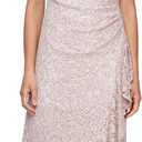Alex Evenings Women's Long Sleeveless Mother of The Bride Dress w/ Cascade Ruffle & Front Slit Regular Sizes, Shell Pink, 14 Petite