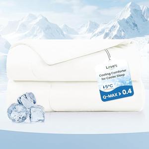 LuxClub Cooling Comforter Queen Size, Double Sided Cooling Blankets for Hot Sleepers, Q-Max>0.4 Instant Cool-to-Touch, 2X Breathable & Moisture-Wicking, Oeko-TEX Certified, 90"x90" Blue