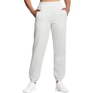 THE GYM PEOPLE Women's Fleece Sweatpants Warm Workout Joggers Pants with Pockets (Small, Heather White)