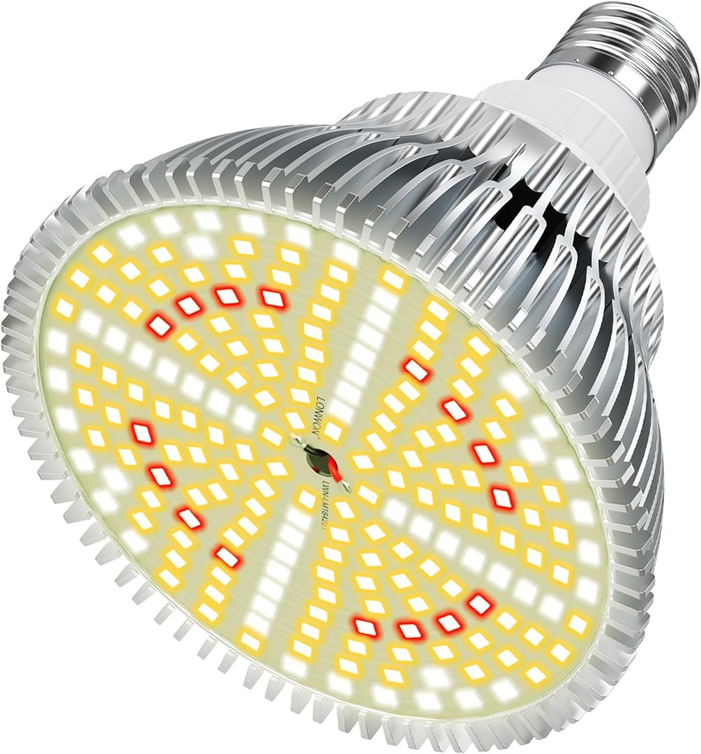 Lonwon Grow Light Bulbs 30W, LED Grow Light Bulb PAR38 Bulb, E26 Plant Light Bulb Full Spectrum, 4000K Warm Grow Bulb 320W Equivalent, Grow Light for Indoor Plants, Flowers, Regular Lamp, 1Pack