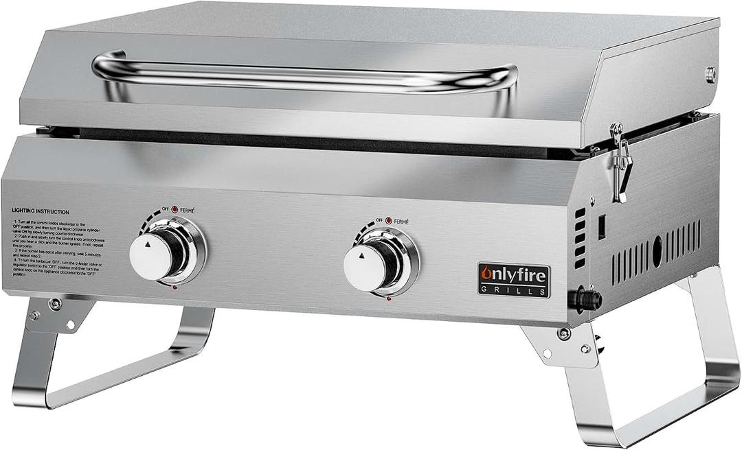 ONLYFIRE GRILLS Tabletop Gas Griddle 2 Burners, Propane Gas Stove, GS318