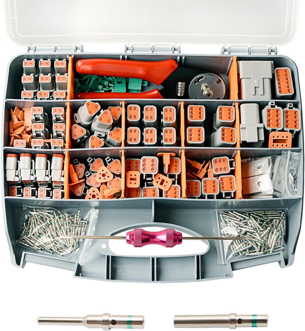 452 Pcs Grey DT Deutsch Connector Kit, 2 3 4 6 8 12 Pin, Waterproof, DT Connector Removal Tool, Contacts Extraction Tools, Automotive Repair Accessory Kit, Seal Plugs