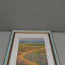 Space Art Deco,11x14 Picture Frame for 8x10 Photo with Mat or 11x14 Artwork Without Mat, Real Glass & Wall Mounting (Blue Gold)