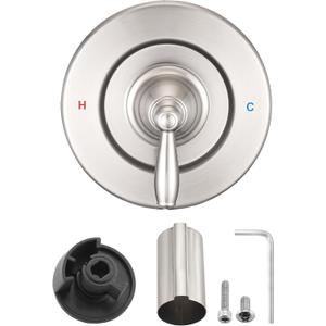 Replacement for Moen Fit Chateau Valve Shower Faucet Trim Kit Only(Valve& Catridge Not Inclued), Pull-on Push-off Design Knob Elegant Handle, Brushed Nickel